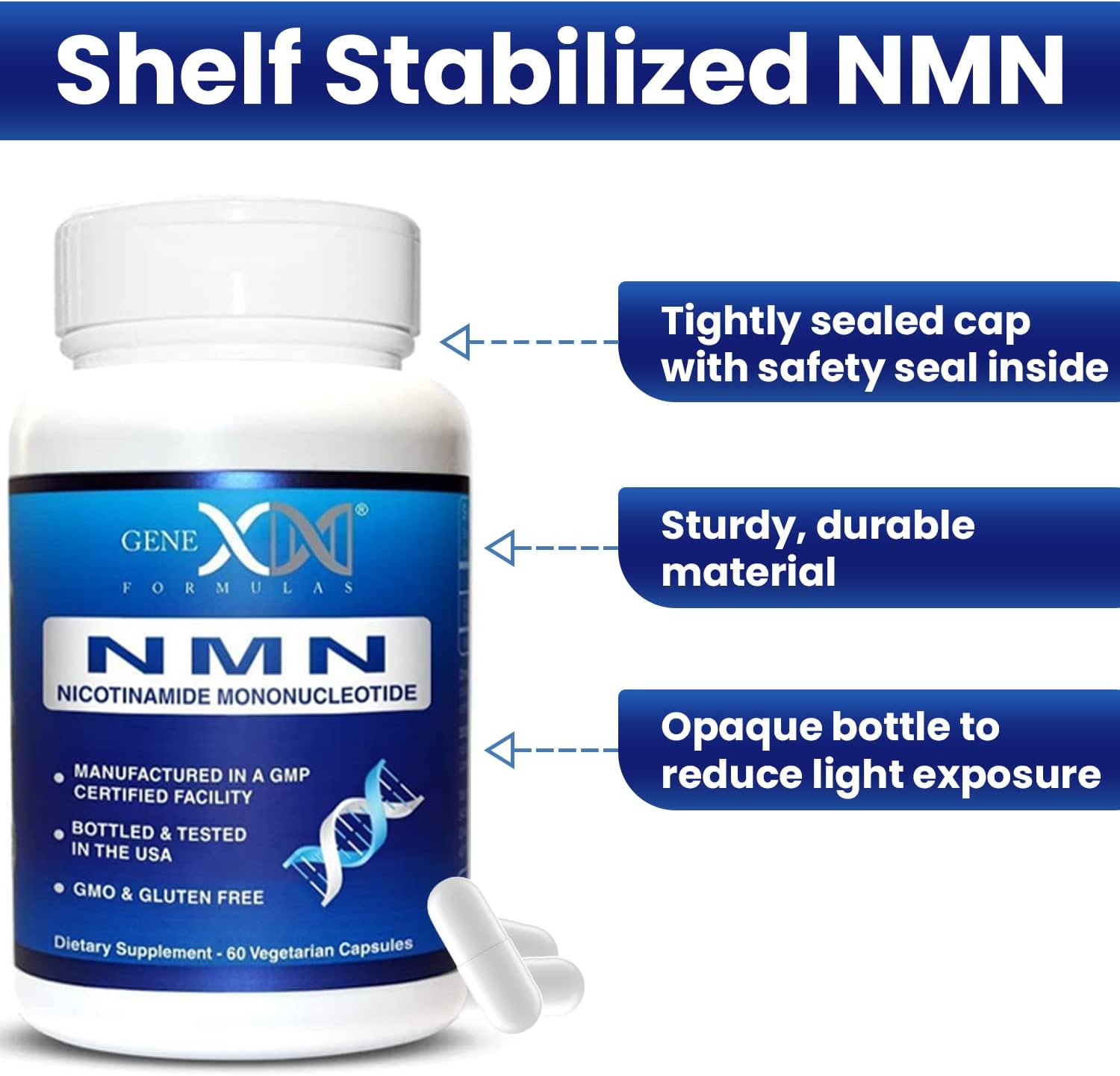Genex Formulas NMN 250mg - Forma Estabilizada (60 Cápsulas)