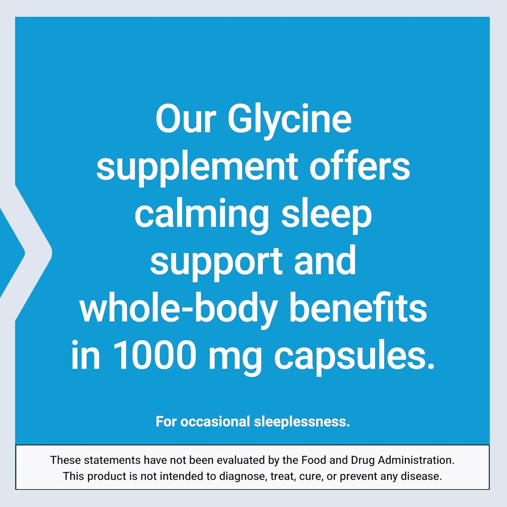 Life Extension Glycine 1000 mg, 100 Capsules - Amino Acid for Sleep
