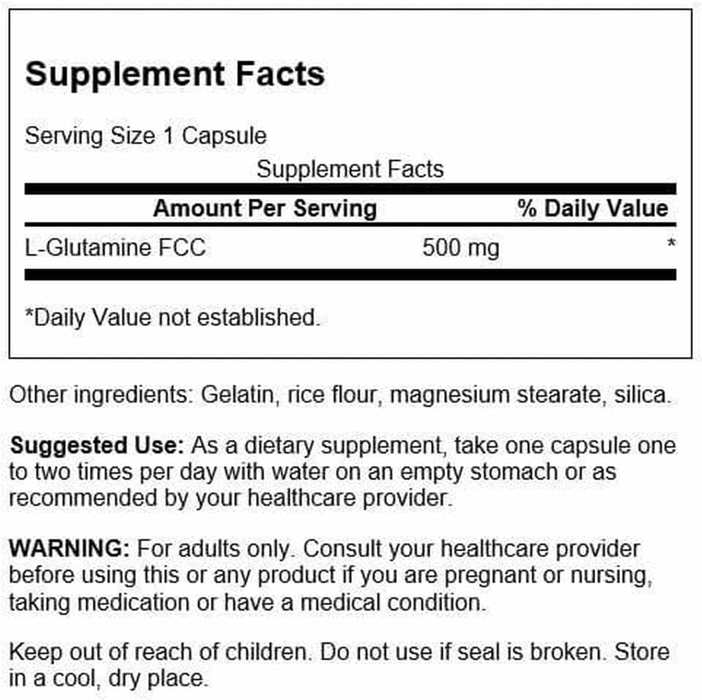 L-Glutamina 500 mg - 100 Cápsulas - Swanson