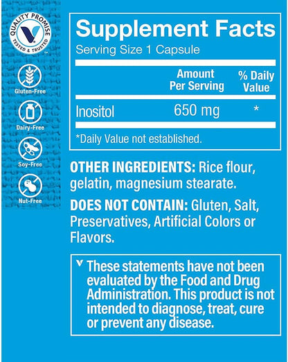 Vitamin Shoppe Inositol 650 mg, 100 Cápsulas – Complemento Alimenticio – Image 2