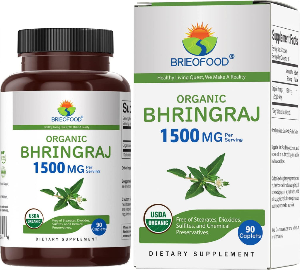 Brieofood Bhringraj Orgánico 1500 mg, 90 Comprimidos Vegetales