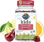 Garden of Life Kids Immune Support Gummies - Apoyo Inmunitario Infantil con Vitamina C, D3 y Zinc, Orgánico, Sin Gluten, Sin Azúcar, Sabor Cereza, 30 Días