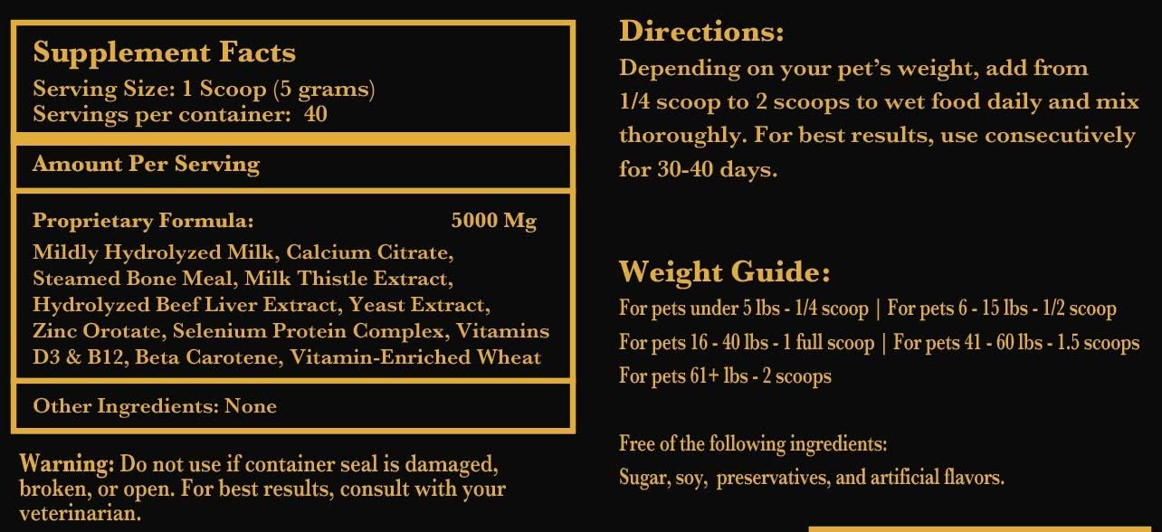 Lexelium Suplemento de Lactancia y Vitaminas para Perros y Gatos - 200g