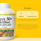 Natural Factors, Men's 50+ MultiStart Multivitamínico Diario, 120 comprimidos