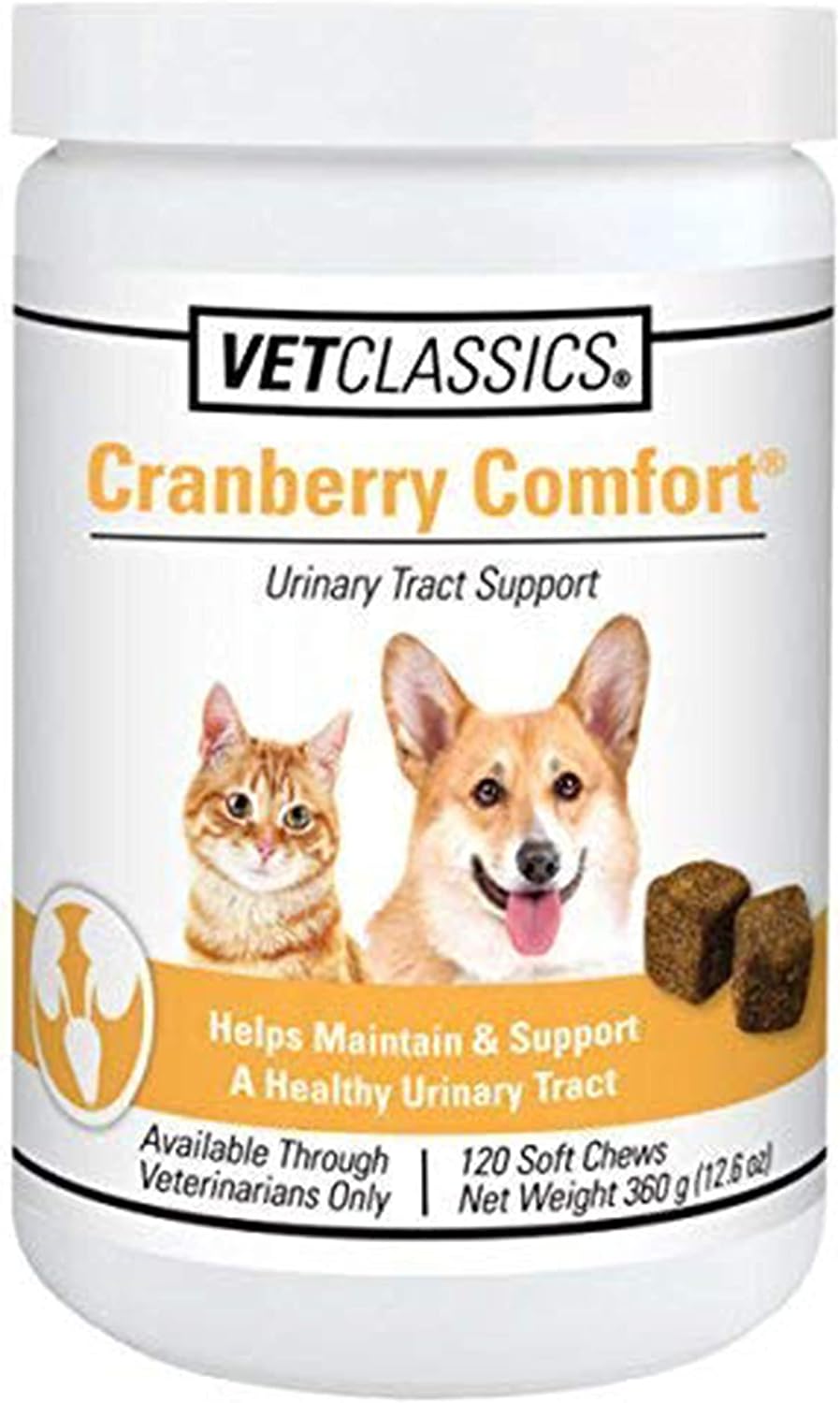 Vet Classics Cranberry Comfort – Suplemento urinario para perros y gatos, 120 comprimidos masticables