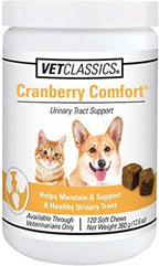 Vet Classics Cranberry Comfort – Suplemento urinario para perros y gatos, 120 comprimidos masticables