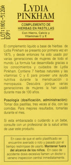 Lydia Pinkham Complemento Herbal en Comprimidos para Menstruación y Menopausia, 72 Comprimidos