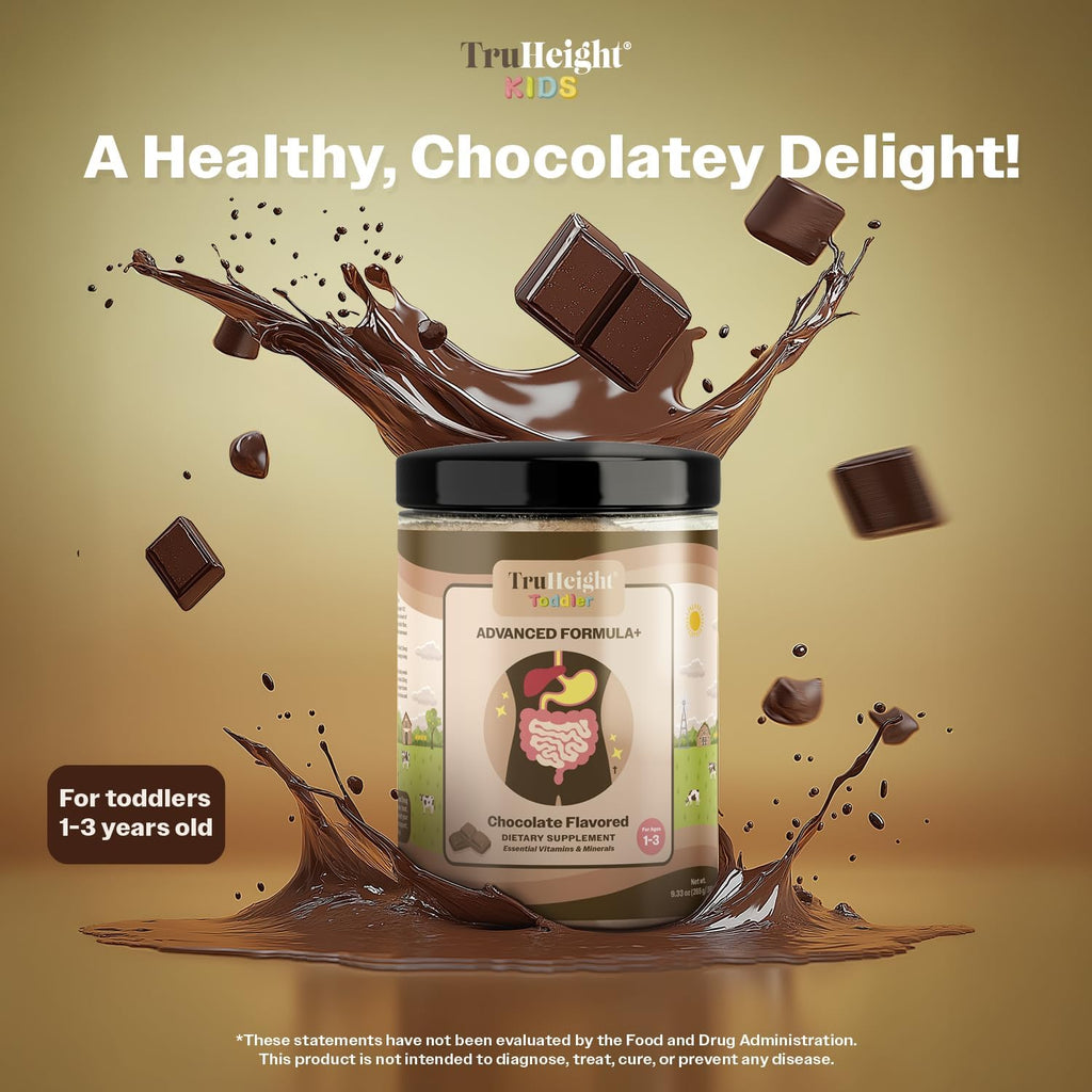 TruHeight Toddler Advanced Formula+ (Chocolate) - Bebida Nutricional para Niños de 1 a 3 Años con 16 Vitaminas, Proteína y Hierro