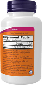 NOW Foods Biotina 5000 mcg, 120 Cápsulas