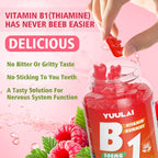 Gominolas de Vitamina B1 500mg con Magnesio, Suplemento de Tiamina para Adultos y Niños, Sabor Frambuesa, Pack de 2 (120 unidades)
