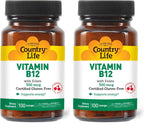 Country Life Vitamina B12 con Folato, 500mcg, 100 Comprimidos