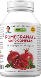 ANDREW LESSMAN Pomegranate 40-40 Complex 60 Capsules - High Potency Pomegranate Extract Additive-Free