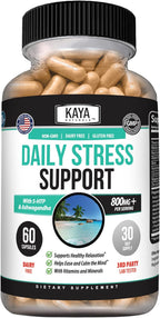 Kaya Naturals - Suplemento de Estrés Natural con Pasiflora y Magnesio - 60 Cápsulas