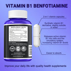 Vitamin B1 500mg con Benfotiamina 20mg, 120 Cápsulas – Complejo B-1 2 en 1