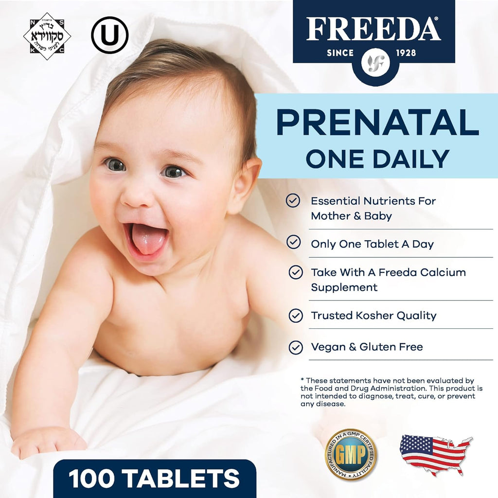 FREEDA Prenatal Vitamin - Complejo Prenatal con Hierro, Metilfolato y Colina