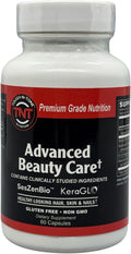 TOUGH-N-TONE Advanced Beauty Care - Biotina Vegana con SesZen-Bio®, KeraGLO® Queratina, Fo-Ti y Ácido Hialurónico - Suplemento para Cabello, Piel y Uñas - Sin OGM y Sin Gluten