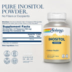 Solaray Inositol Puro en Polvo - 700 mg por Dosis - 4 oz (113 g) - 163 Porciones - Vegano y Verificado en Laboratorio