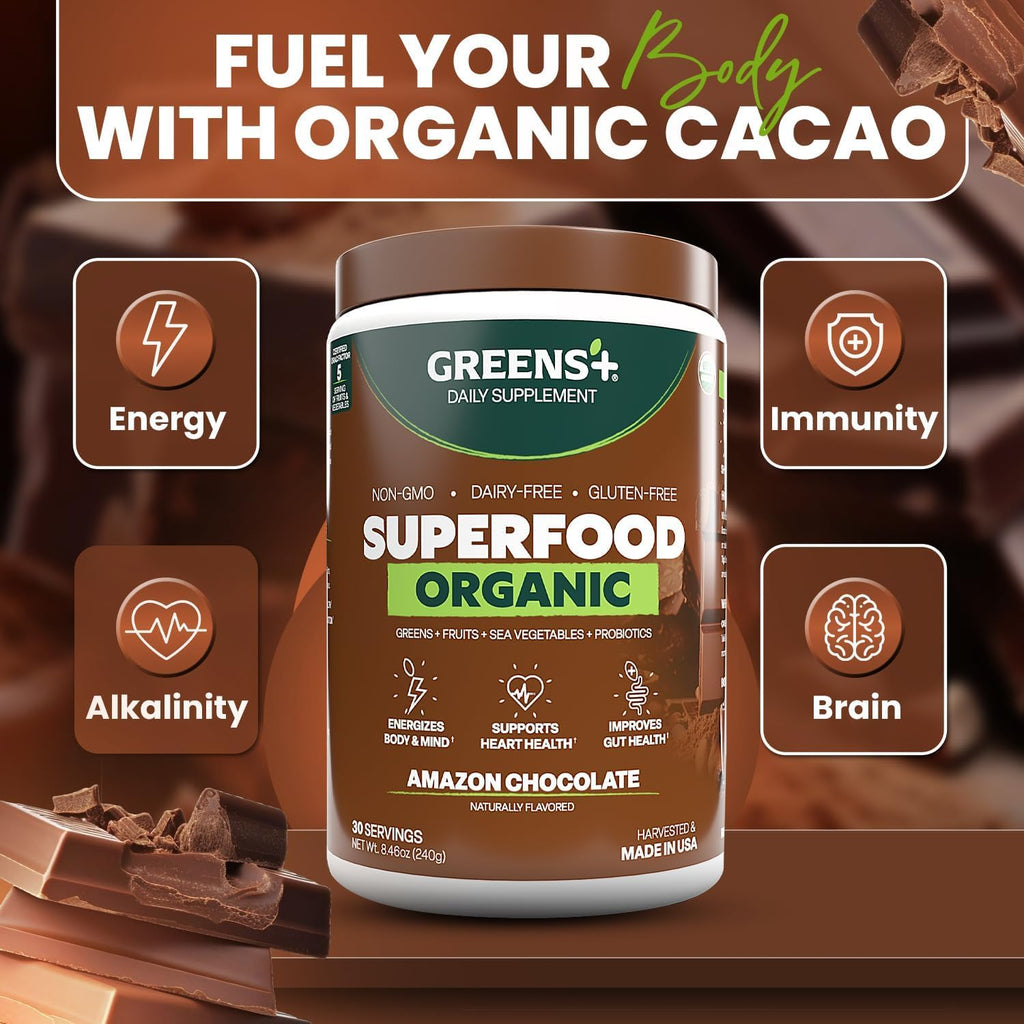 Greens+ Plus Superalimento Orgánico Chocolate Amazon