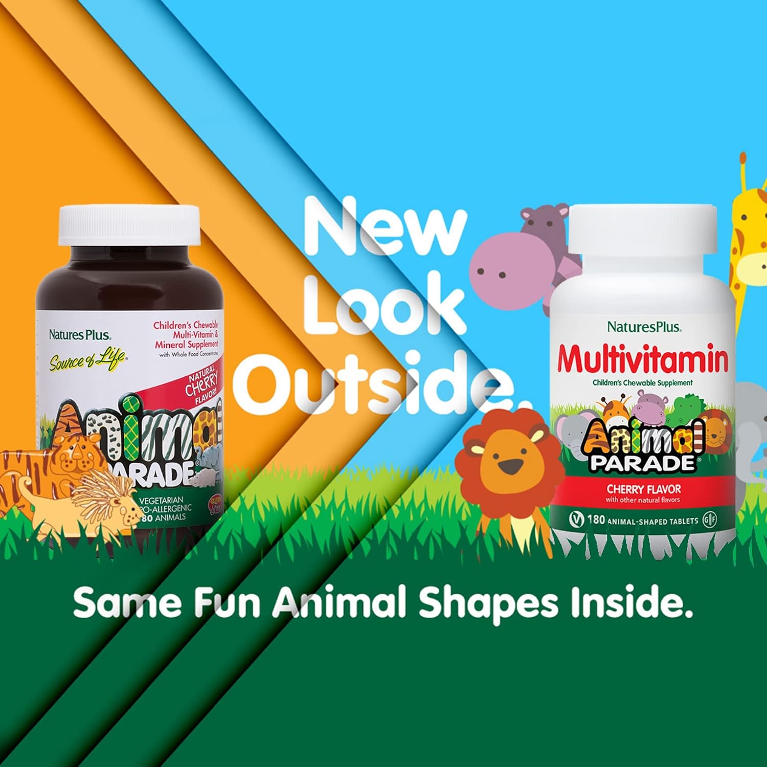 NaturesPlus Animal Parade Multivitamínico Masticable para Niños - Sabor Cereza - 180 Comprimidos