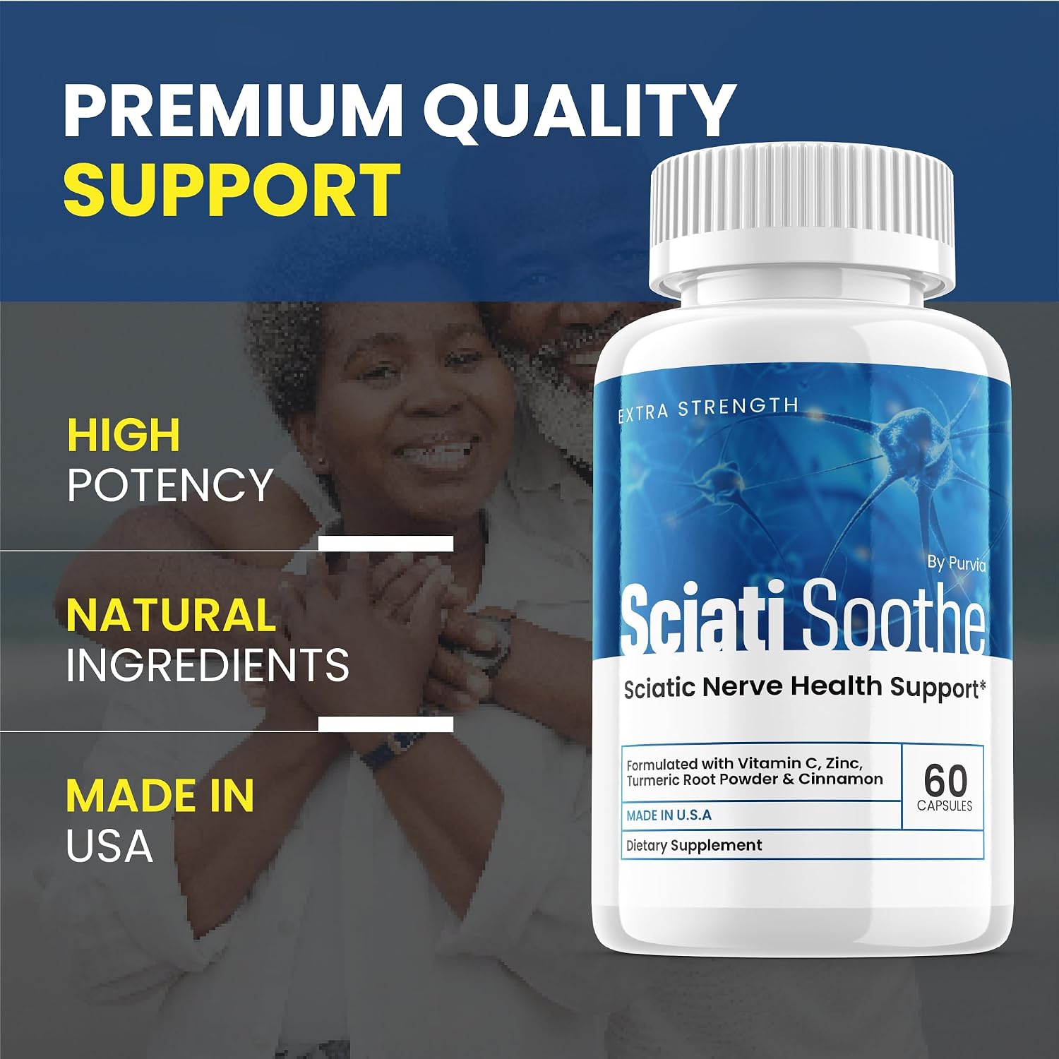 Sciatisoothe Suplemento para el Bienestar Nervioso - Cápsulas de Vitaminas y Minerales - Fórmula Avanzada (60 Cápsulas)