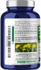 Cápsulas de Raíz de Diente de León, 112,5 mg, 200 Cápsulas Veganas - NusaPure