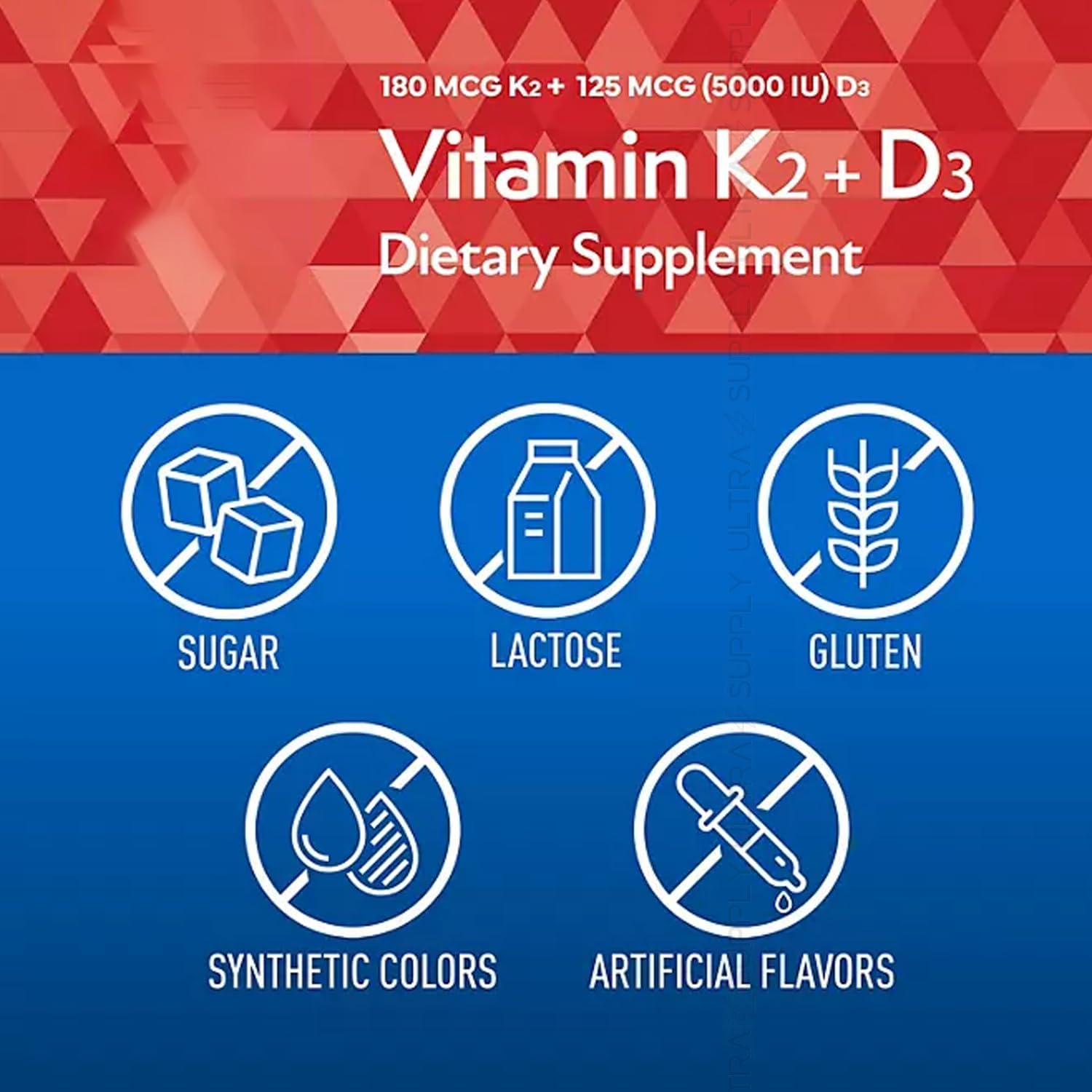 Vitamina K2 + D3 Cápsulas Blandas, 180 mcg y 125 mcg (5000 UI) | Apoyo para Huesos, Corazón e Inmunidad, con MenaQ7 MK-7
