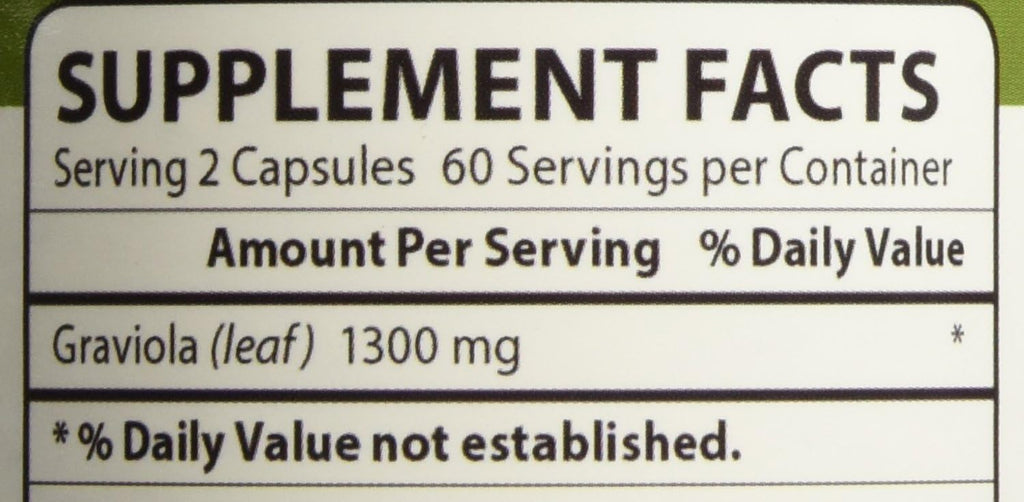 Graviola 1300 mg 120 Capsules - Soursop Leaf Extract