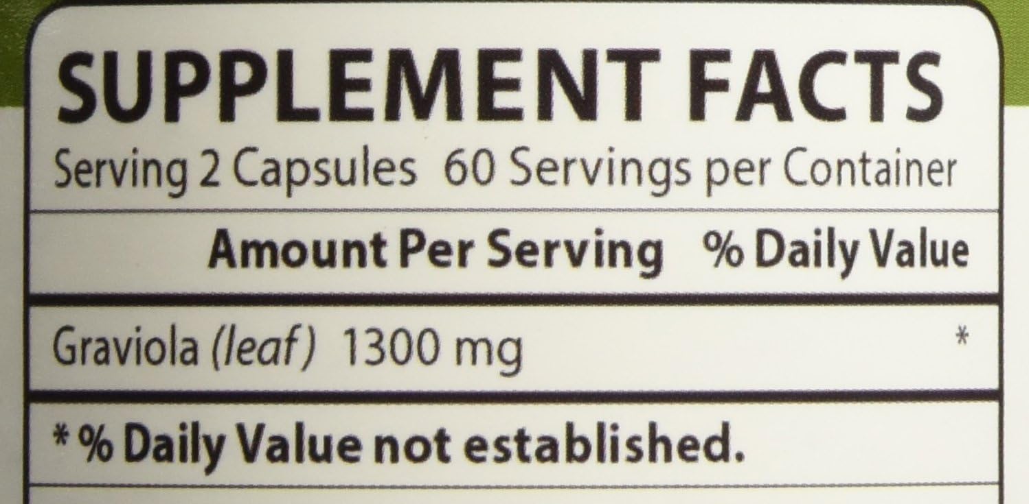 Graviola 1300 mg 120 Capsules - Soursop Leaf Extract
