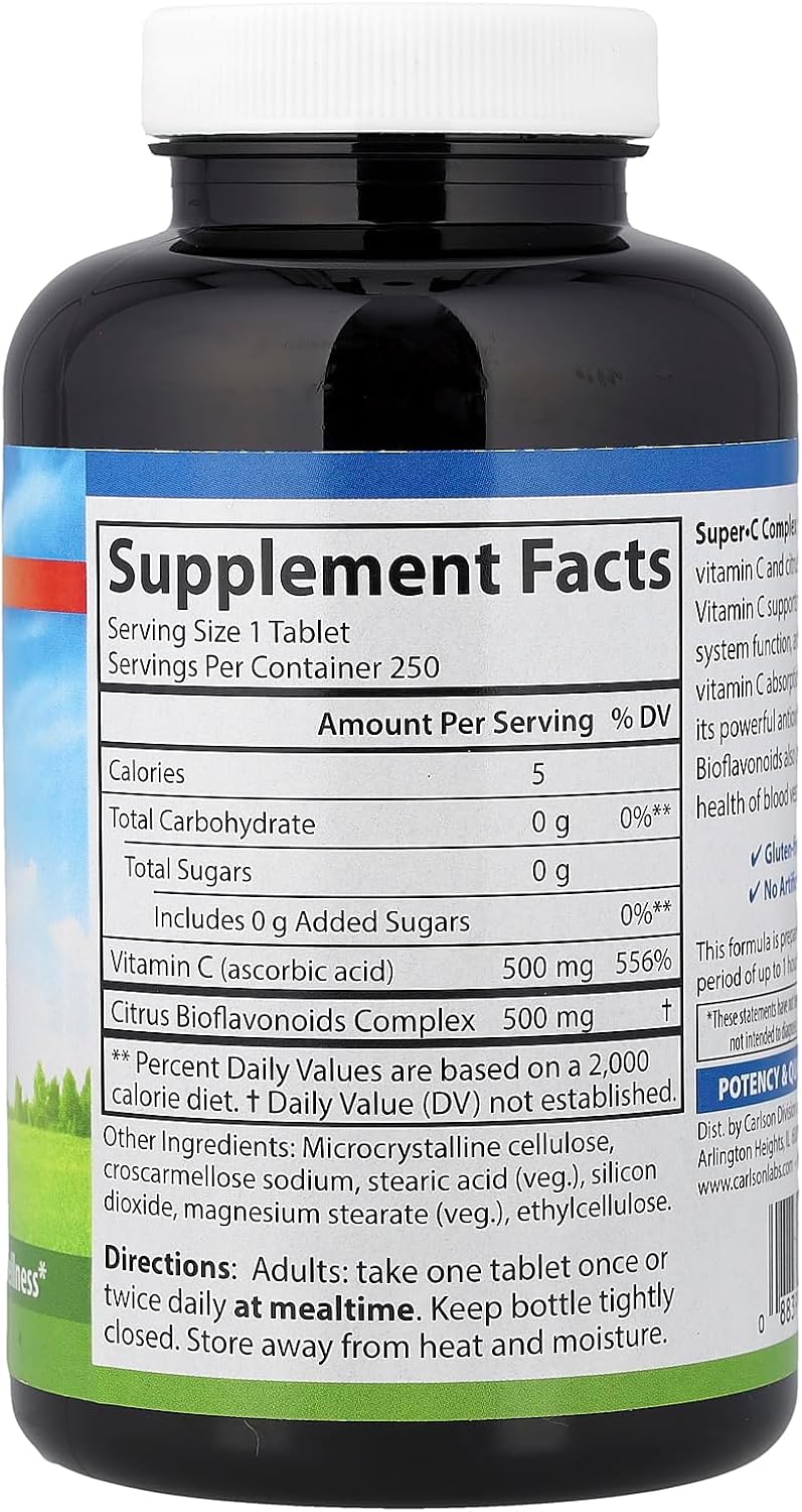 Carlson Labs Super C Complex, Bioflavonoids & Vitamin C, 250 Tablets
