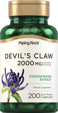 Piping Rock Garra del Diablo | 200 Cápsulas | Suplemento Herbal | Extracto Concentrado | No Transgénico, Sin Gluten