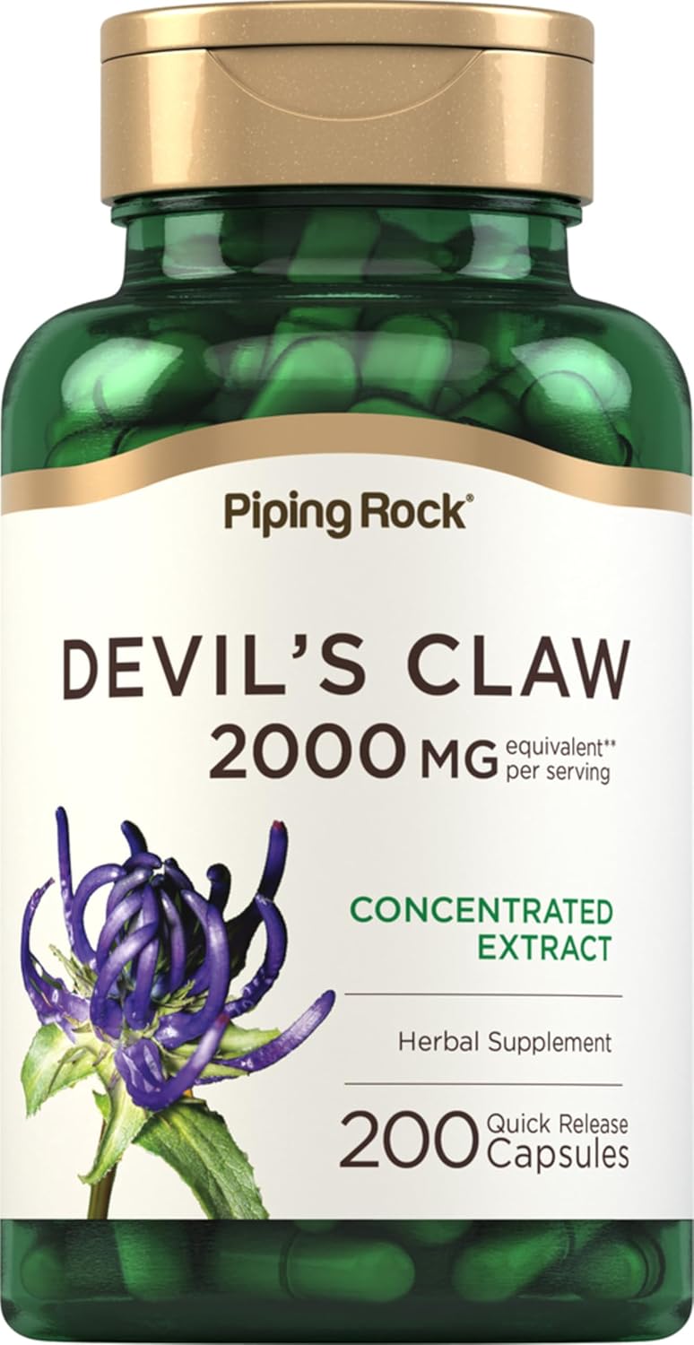 Piping Rock Garra del Diablo | 200 Cápsulas | Suplemento Herbal | Extracto Concentrado | No Transgénico, Sin Gluten