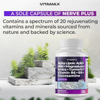 Nerve-Plus - Complemento para el nervio ciático con ácido fólico, guisante, glucosamina, MSM, complejo vitamínico B, ácido alfa lipoico 300 mg – 60 cápsulas