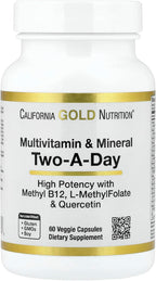 California Gold Nutrition Multivitamínico y Mineral con Metil B12, Vitamina C, L-Metilfolato y Bio-Quercetina, 60 Cápsulas Veganas