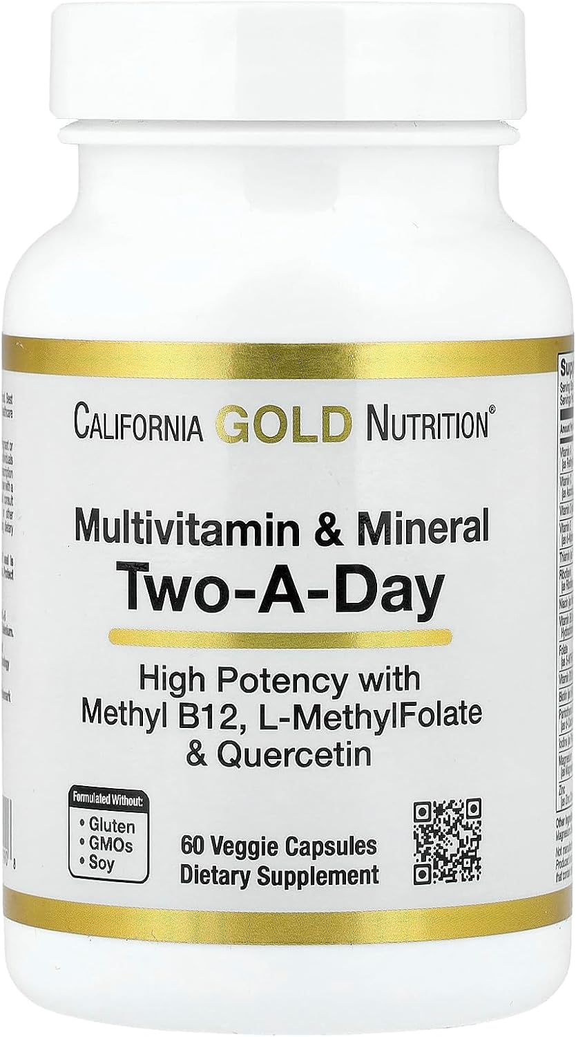 California Gold Nutrition Multivitamínico y Mineral con Metil B12, Vitamina C, L-Metilfolato y Bio-Quercetina, 60 Cápsulas Veganas