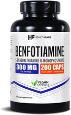 Healthfare Benfotiamina 300 mg | 200 Cápsulas Veganas | Absorción Mejorada
