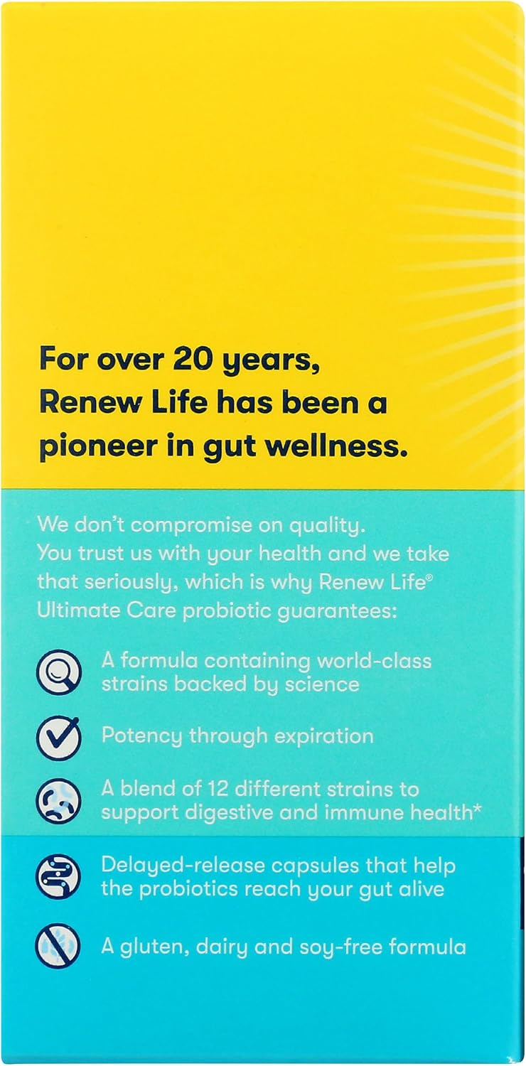 Renew Life Ultimate Flora Care Probiótico 100 Mil Millones, 30 Cápsulas