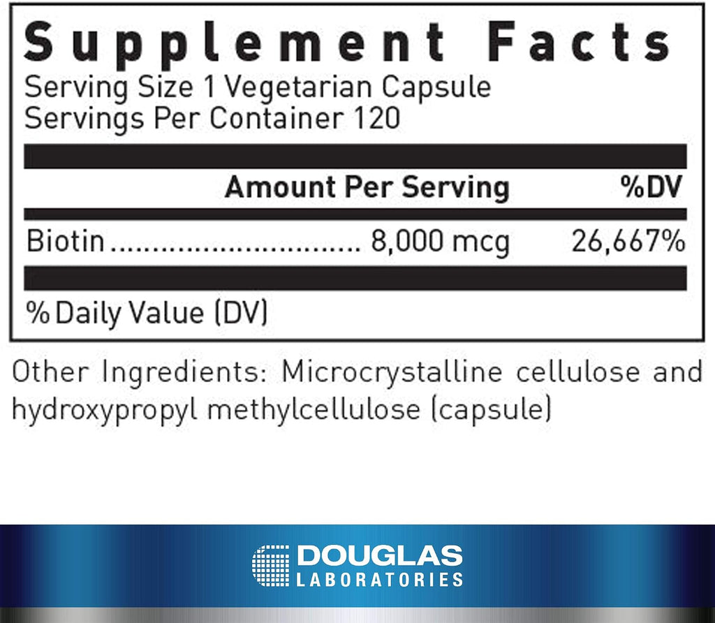 Douglas Laboratories Biotina 8 mg (8000 mcg) - 120 Cápsulas