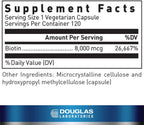 Douglas Laboratories Biotina 8 mg (8000 mcg) - 120 Cápsulas
