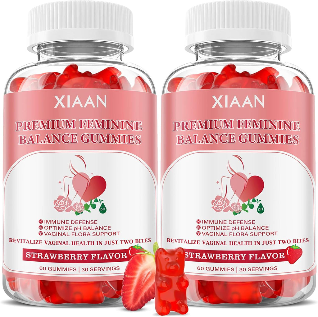 Gominolas de Equilibrio Femenino para Mujeres, Sabor Fresa, Veganas, Sin Gluten, 60 Gominolas