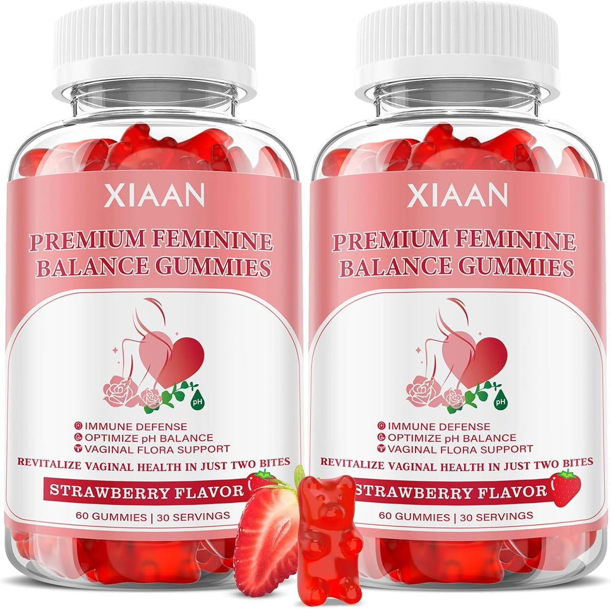 Gominolas de Equilibrio Femenino para Mujeres, Sabor Fresa, Veganas, Sin Gluten, 60 Gominolas – Image 8