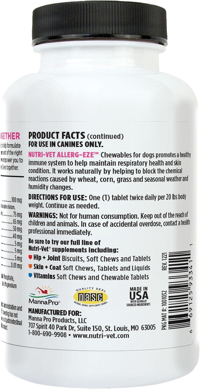 Nutri-Vet Allerg-Eze Chewables for Dogs - Antioxidants and Omega-3