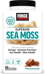 Force Factor Superior Sea Moss - Musgo Marino Irlandés - 60 Pastillas Blandas - Sabor Caramelo Salado
