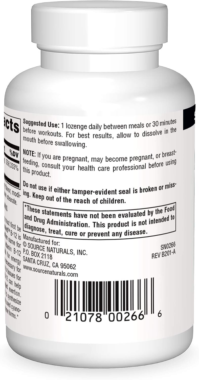 Source Naturals Dibencozide - Vitamina B12 Adenosilcobalamina, Comprimidos de Disolución Rápida, 120 Unidades