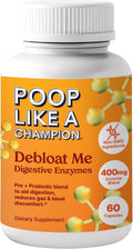 Poop Like a Champion Alivio de la Hinchazón Enzimas Digestivas con Probióticos - 60 Cápsulas