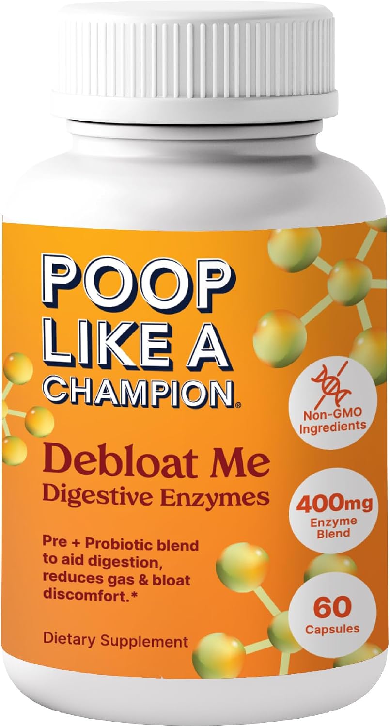 Poop Like a Champion Alivio de la Hinchazón Enzimas Digestivas con Probióticos - 60 Cápsulas