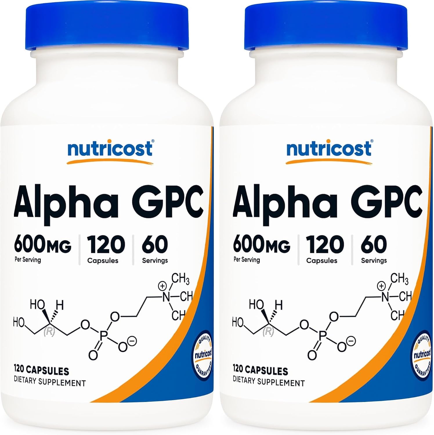 Nutricost Alpha GPC 600mg, 120 Cápsulas Vegetarianas - Sin OGM y Sin Gluten, 300mg Por Cápsula