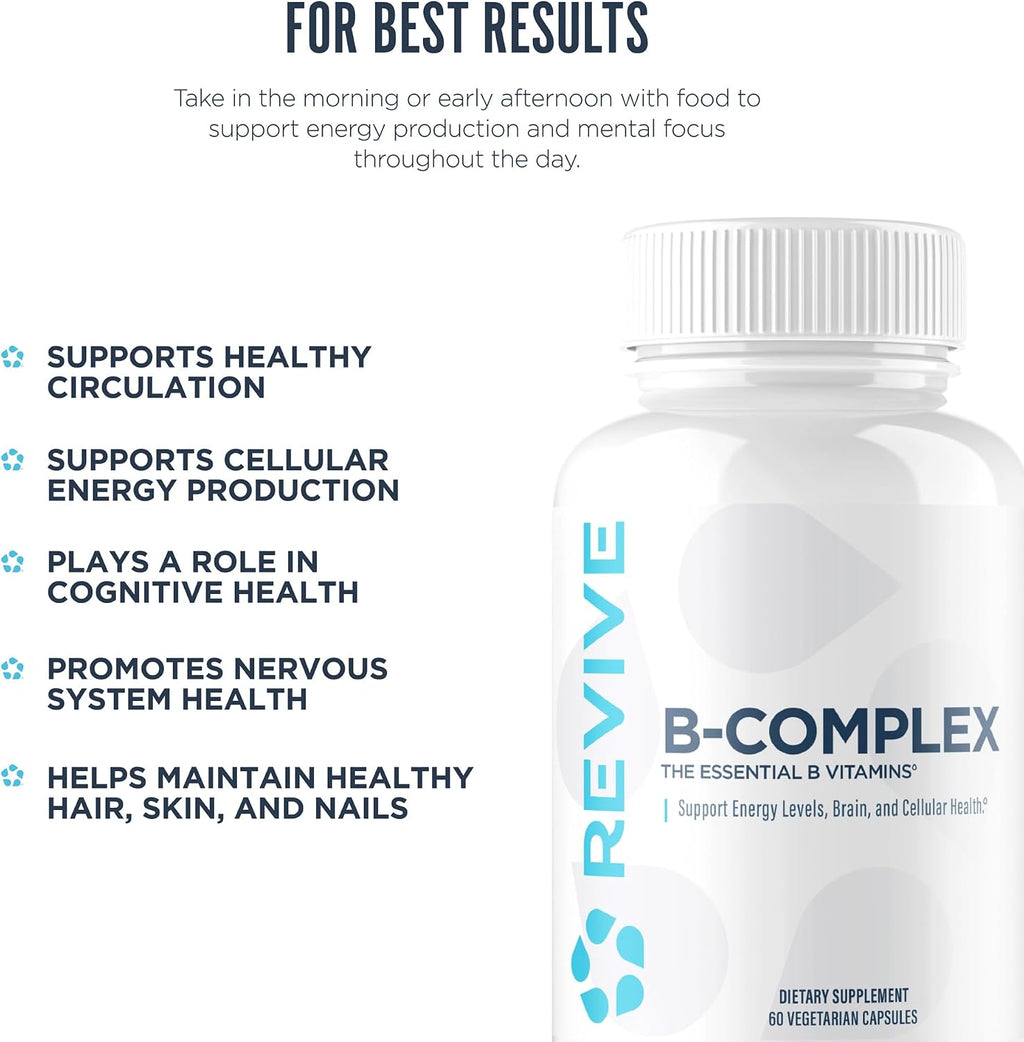 Revive MD Complejo de Vitamina B – Cápsulas para Hombres y Mujeres (60 Servicios)
