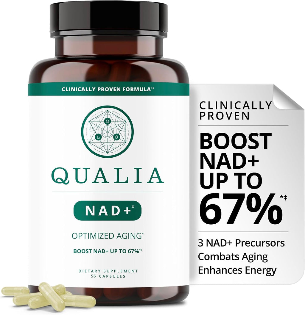Qualia NAD+ Suplemento – Precursores de NAD+ (Niacina, NR, Niacinamida) – 2 Meses