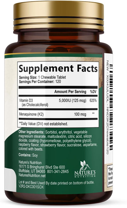 Nature's Nutrition Vitamina D3 K2 5000 UI + – Calidad de los ingredientes: Opta por suplementos no modificados – Image 9