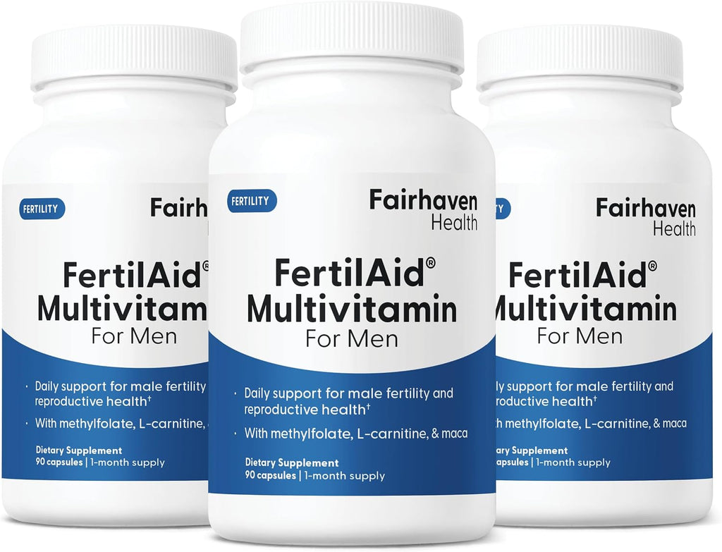 FertilAid para Hombres – Suplemento de Fertilidad Masculina con L-Carnitina, CoQ10, Maca y Zinc (90 Cápsulas)